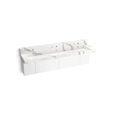 Kohler Constellation 90In Wall-Mount Trough Lavatory System With Backsplash In Et Bianco Cal 81028-BPW-KEB